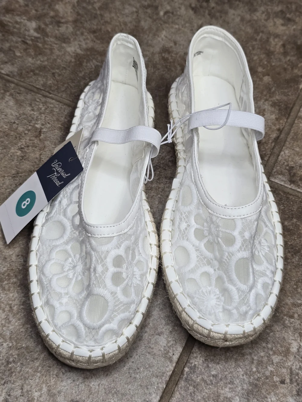 Universal Thread White Lace Mary Jane Espadrilles with Strap Size 8